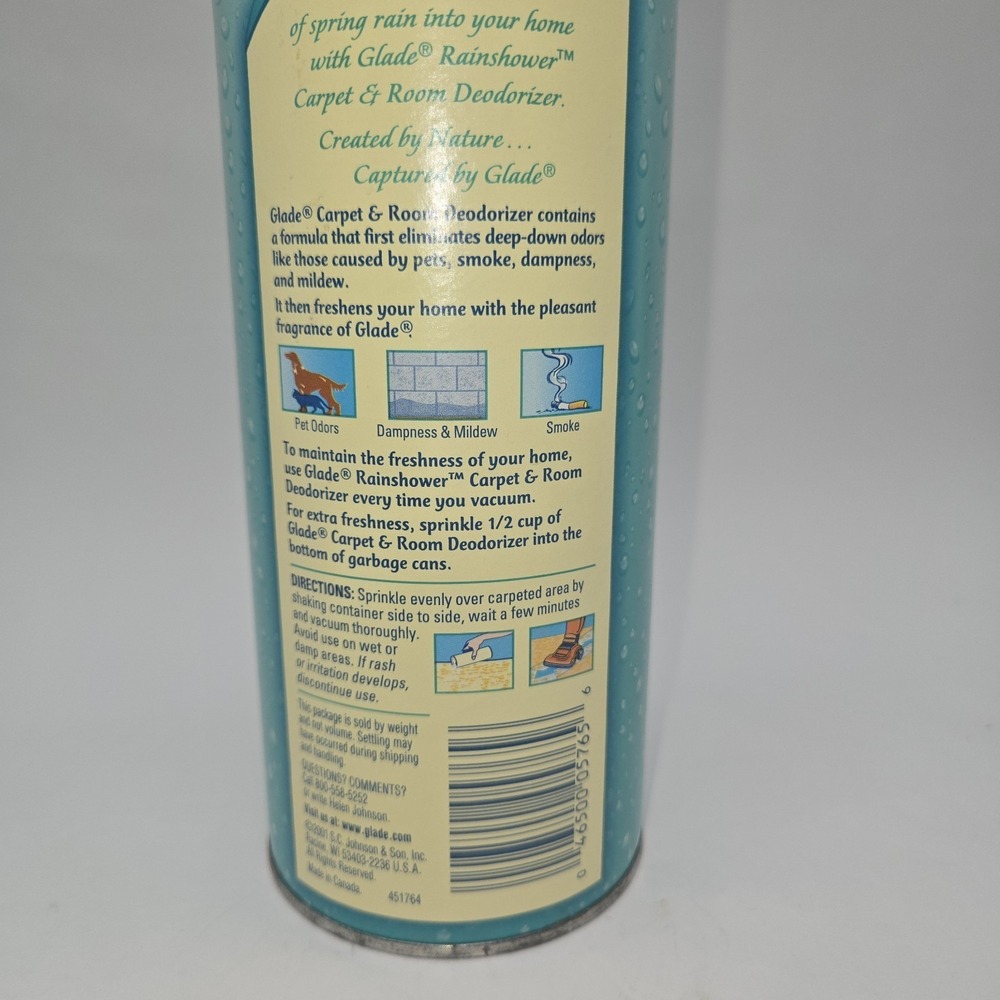 Glade Rainshower 42.6 oz Carpet Room Vintage 90s Powder New Old Stock Full Seal - Picture 4 of 8
